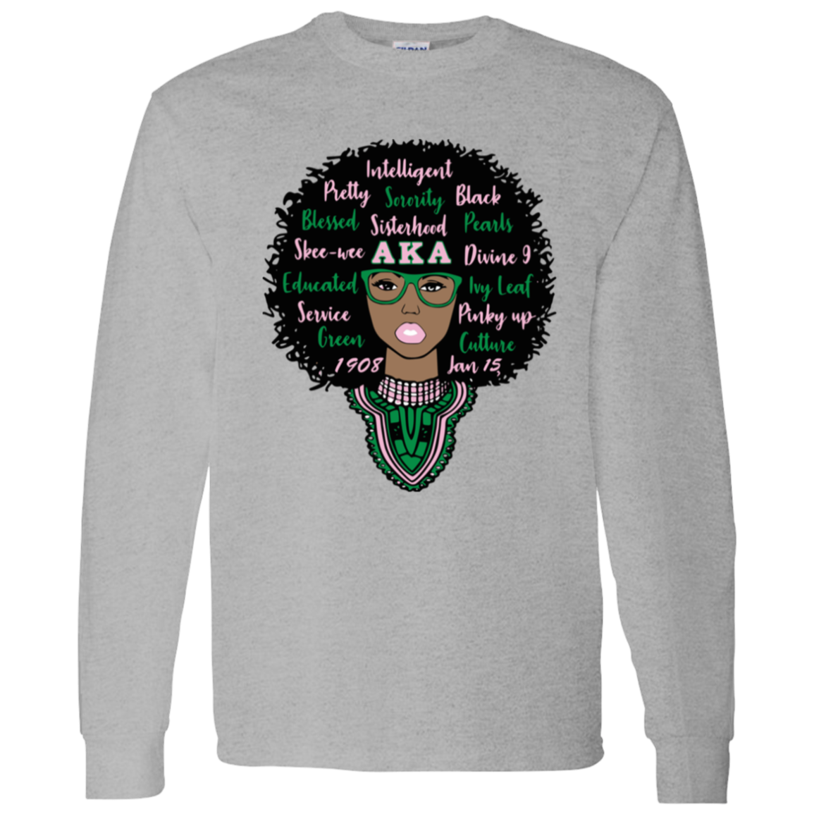 Alpha Kappa Alpha Screen Printed Long Sleeve