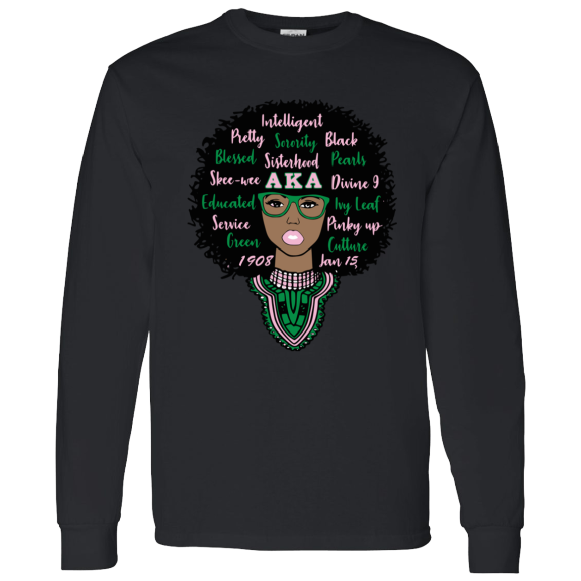 Alpha Kappa Alpha Screen Printed Long Sleeve