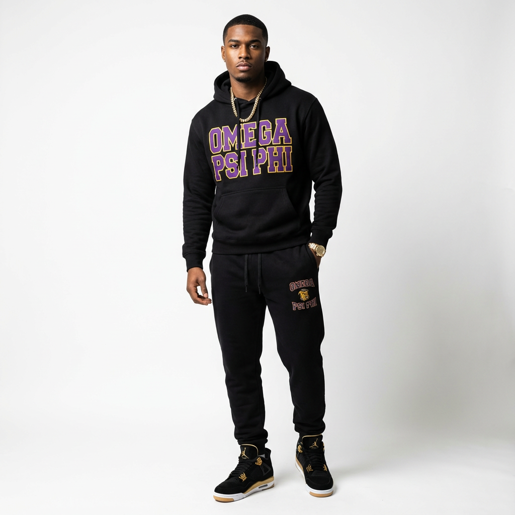Omega Psi Phi Black Diamond Sweatsuit Set