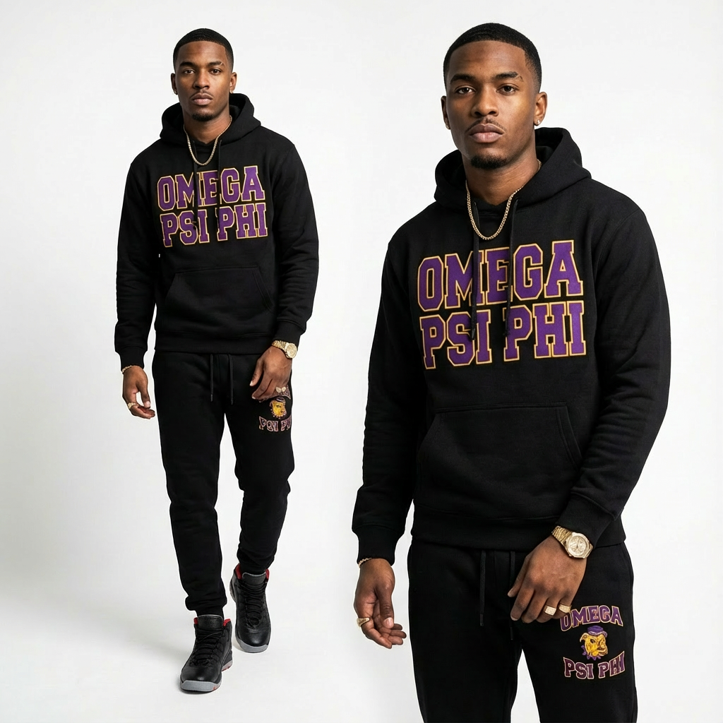 Omega Psi Phi Black Diamond Sweatsuit Set - $72.99