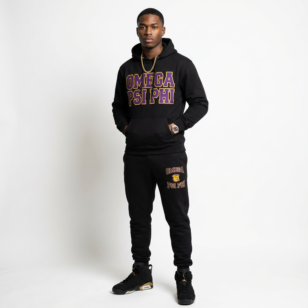 Omega Psi Phi Black Diamond Sweatsuit Set
