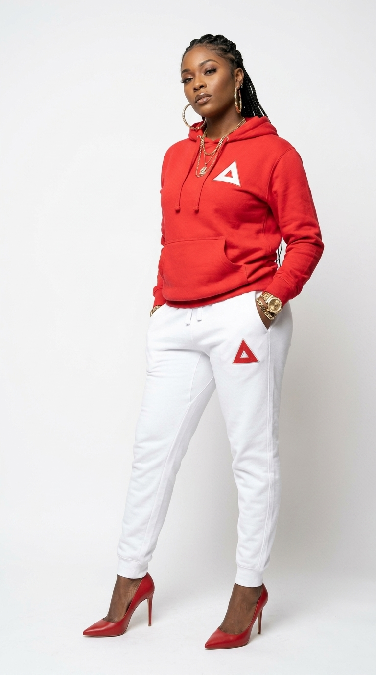 Delta Premium Embroidered Two Tone Hoodie and Sweatpants Set