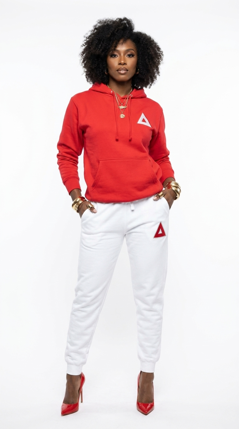 Delta Premium Embroidered Two Tone Hoodie and Sweatpants Set