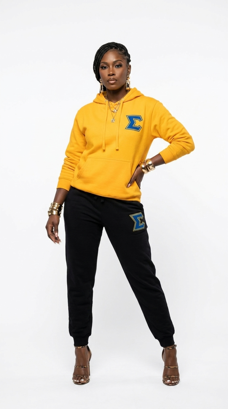 Sgrho Premium Embroidered Two Tone Hoodie & Sweatpants Set