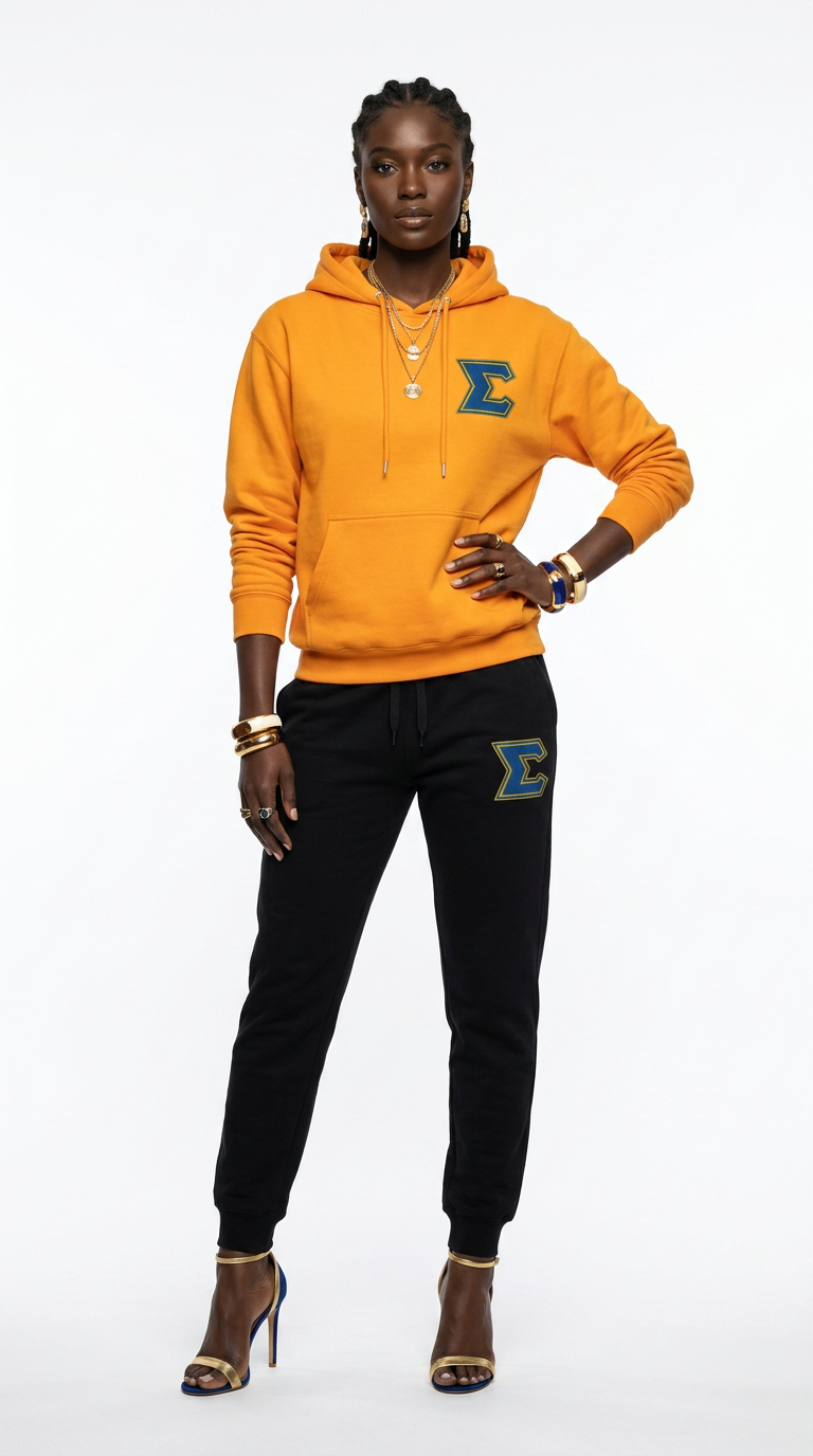 Sgrho Premium Embroidered Two Tone Hoodie & Sweatpants Set