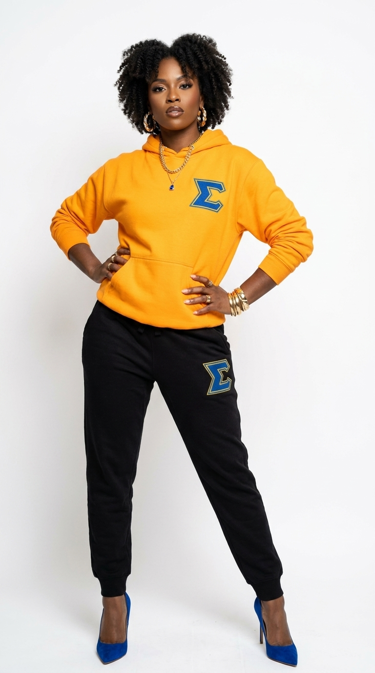 Sgrho Premium Embroidered Two Tone Hoodie & Sweatpants Set