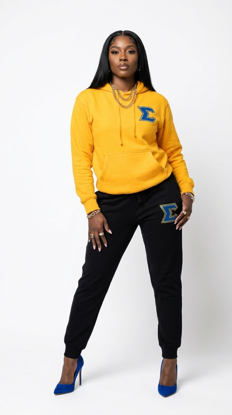 Sgrho Premium Embroidered Two Tone Hoodie & Sweatpants Set