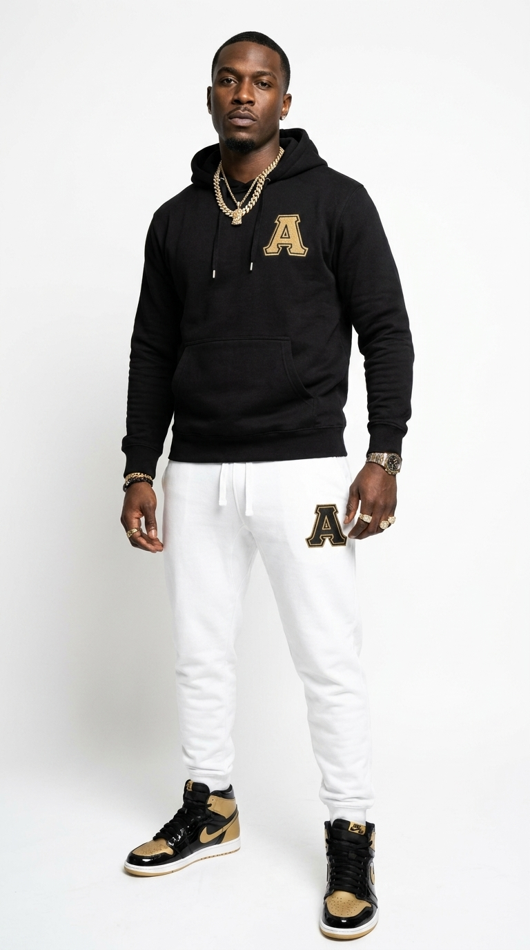 Alpha Premium Embroidered Two Tone Hoodie & Sweatpants Set