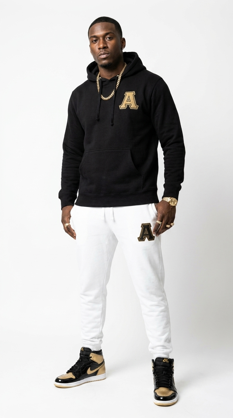 Alpha Premium Embroidered Two Tone Hoodie & Sweatpants Set