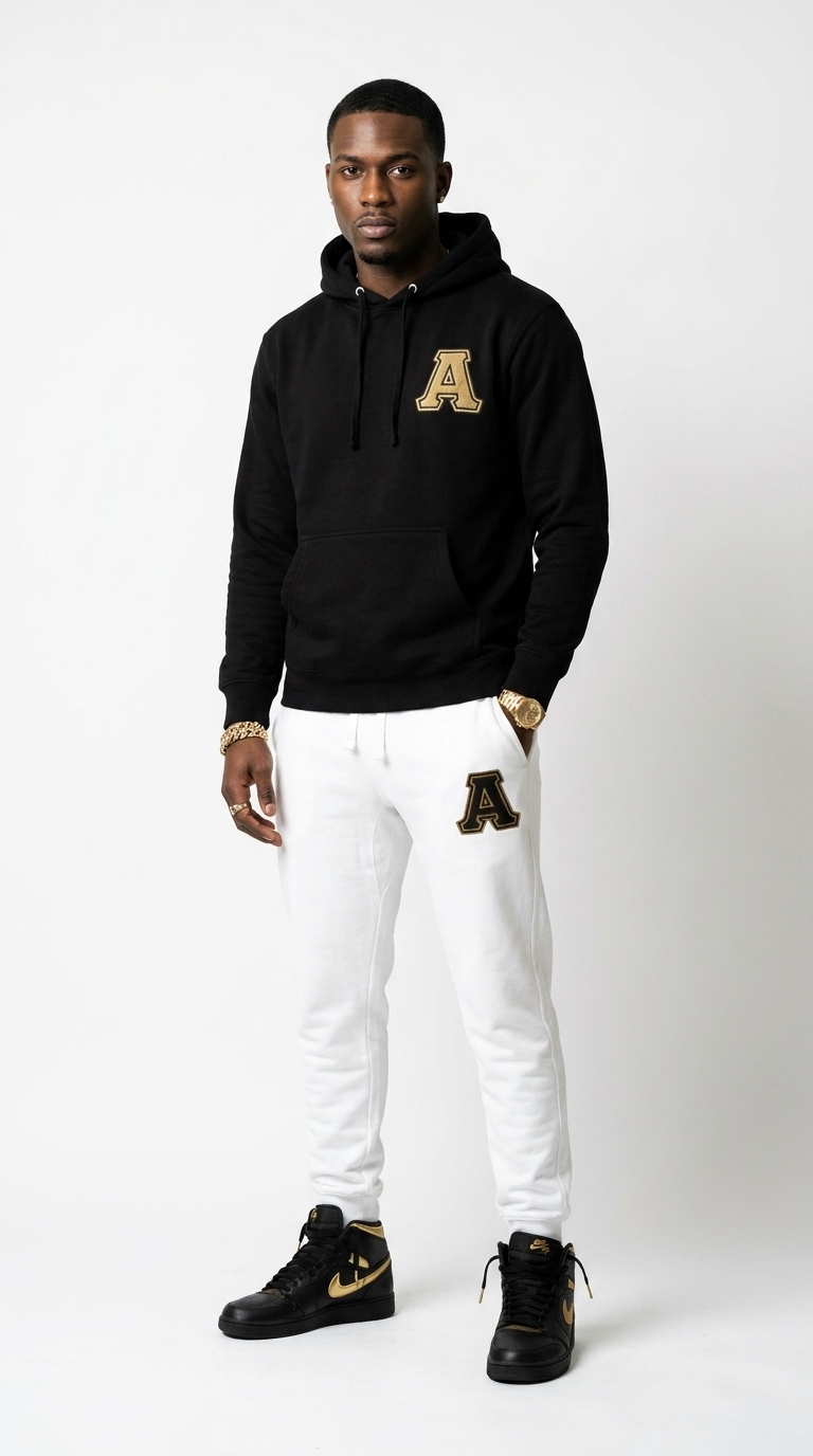 Alpha Premium Embroidered Two Tone Hoodie & Sweatpants Set