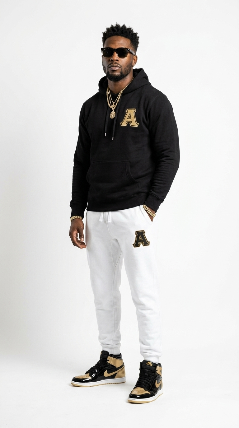 Alpha Premium Embroidered Two Tone Hoodie & Sweatpants Set