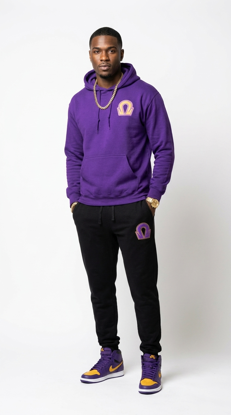 Omega Premium Embroidered Two Tone Hoodie and Sweatpants Set