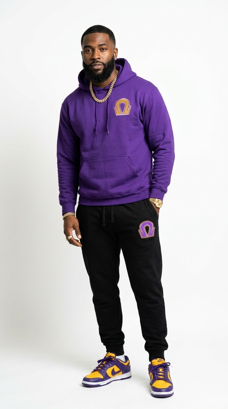Omega Premium Embroidered Two Tone Hoodie and Sweatpants Set