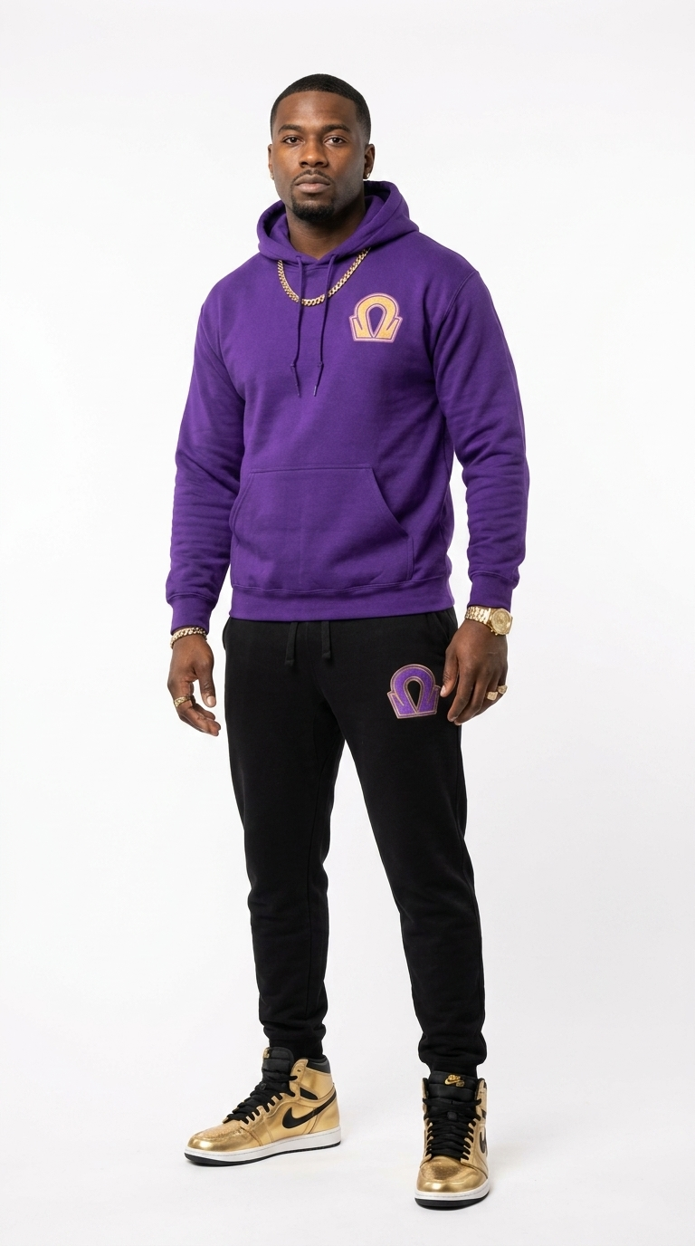Omega Premium Embroidered Two Tone Hoodie and Sweatpants Set