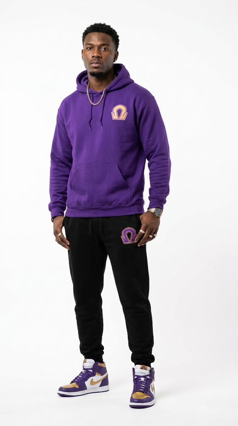 Omega Premium Embroidered Two Tone Hoodie and Sweatpants Set