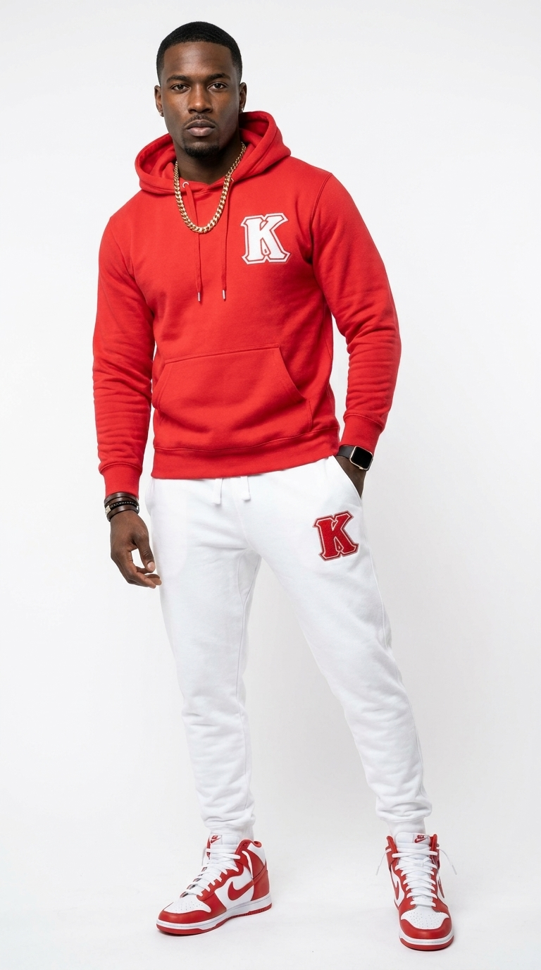 Kappa Premium Embroidered Two Tone Hoodie & Sweatpants Set