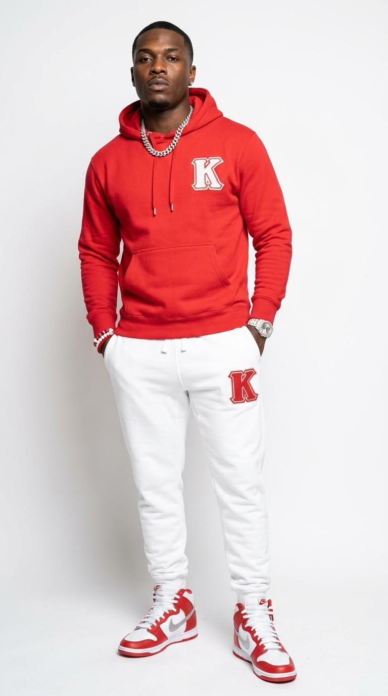 Kappa Premium Embroidered Two Tone Hoodie & Sweatpants Set