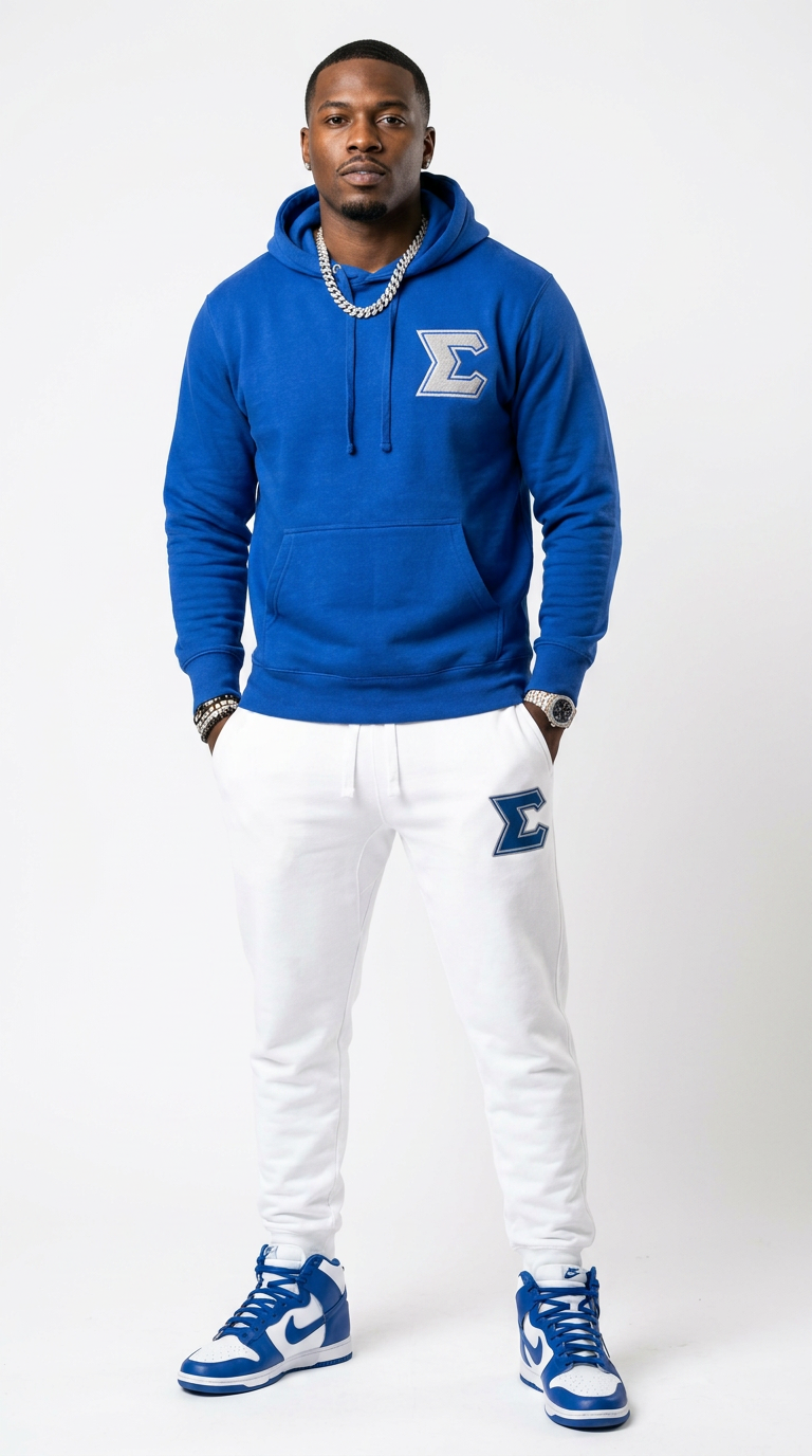 Sigma Premium Embroidered Two Tone Hoodie and Sweatpants Set