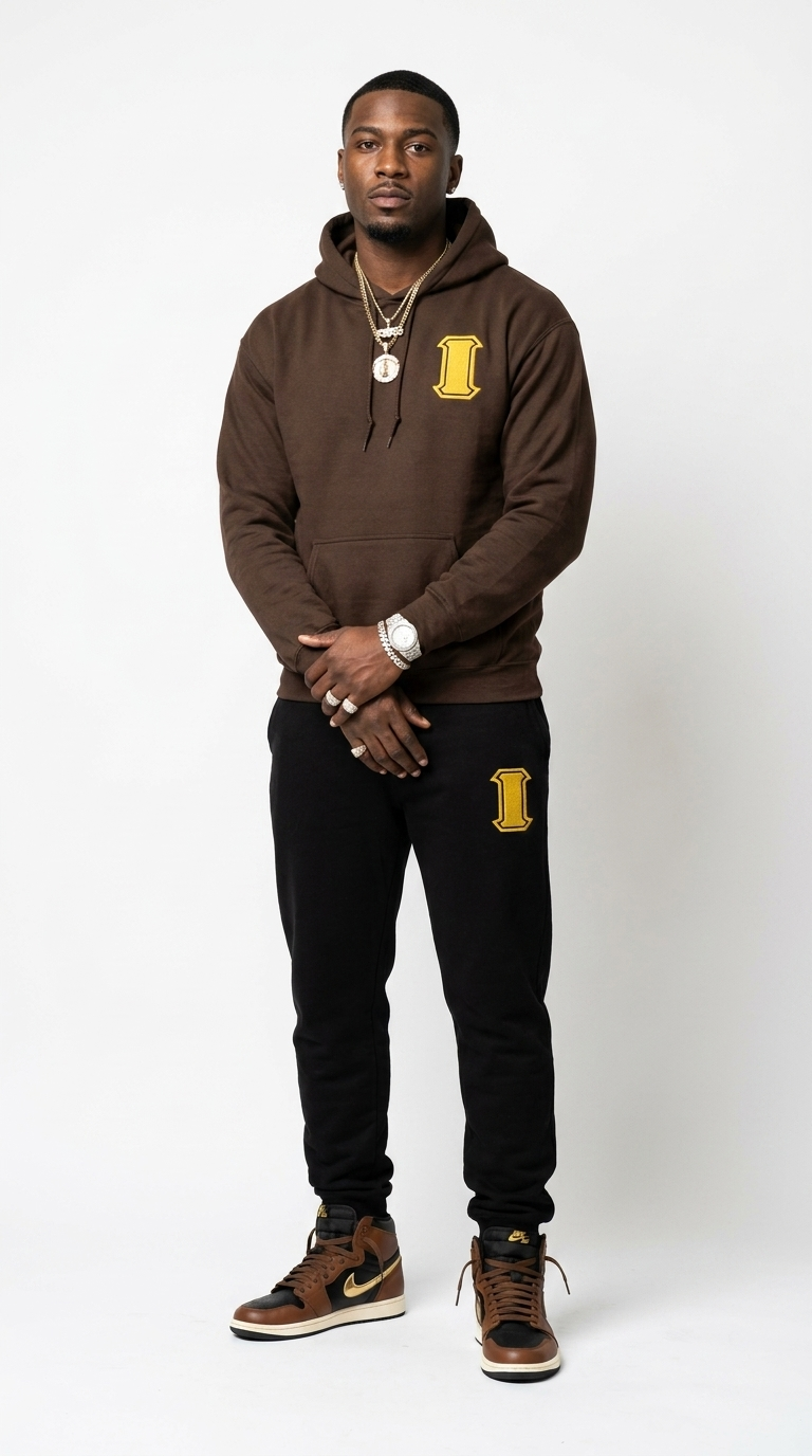 Iotas Premium Embroidered Two Tone Hoodie and Sweatpants Set