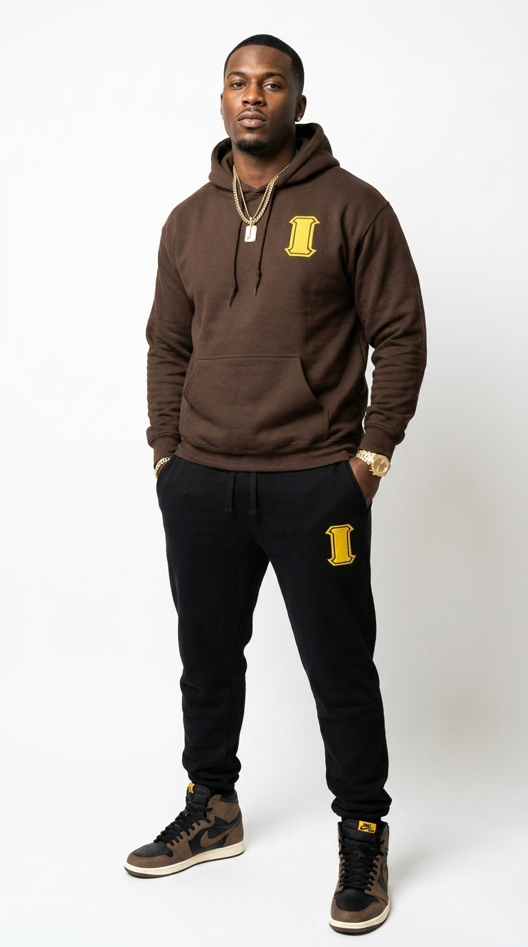 Iotas Premium Embroidered Two Tone Hoodie and Sweatpants Set