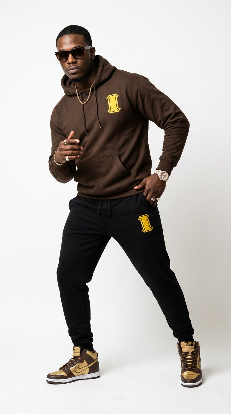 Iotas Premium Embroidered Two Tone Hoodie and Sweatpants Set